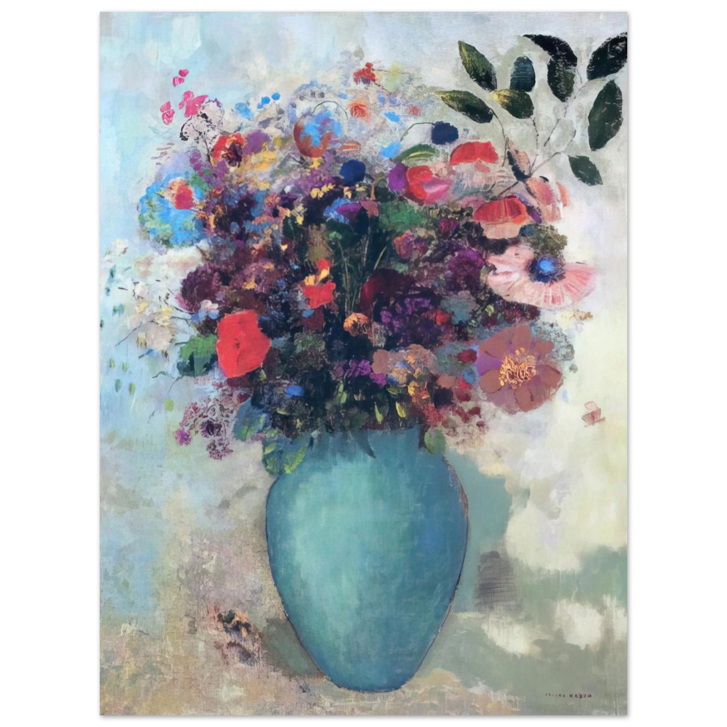 Odilon Redon - FLOWERS IN A TURQUOISE VASE Fine Art Poster - Default Title
