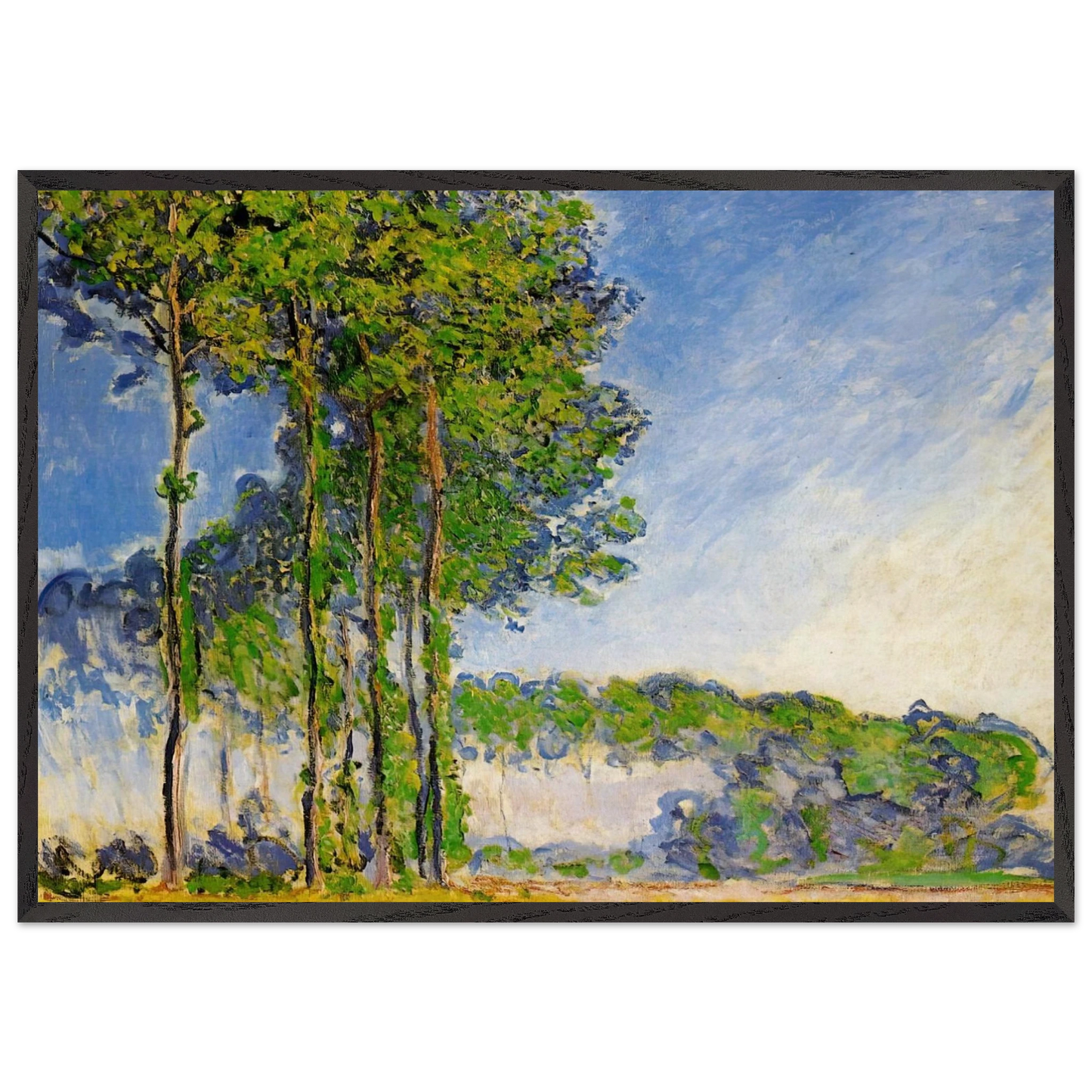 Poplars View from the Marsh - claude monet Framed Art Print – Black Wooden Frame - Default Title - -Framed Art Print