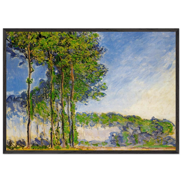 Poplars View from the Marsh - claude monet 70x100 cm / 28x40 inches Framed Art Print – Black Wooden Frame