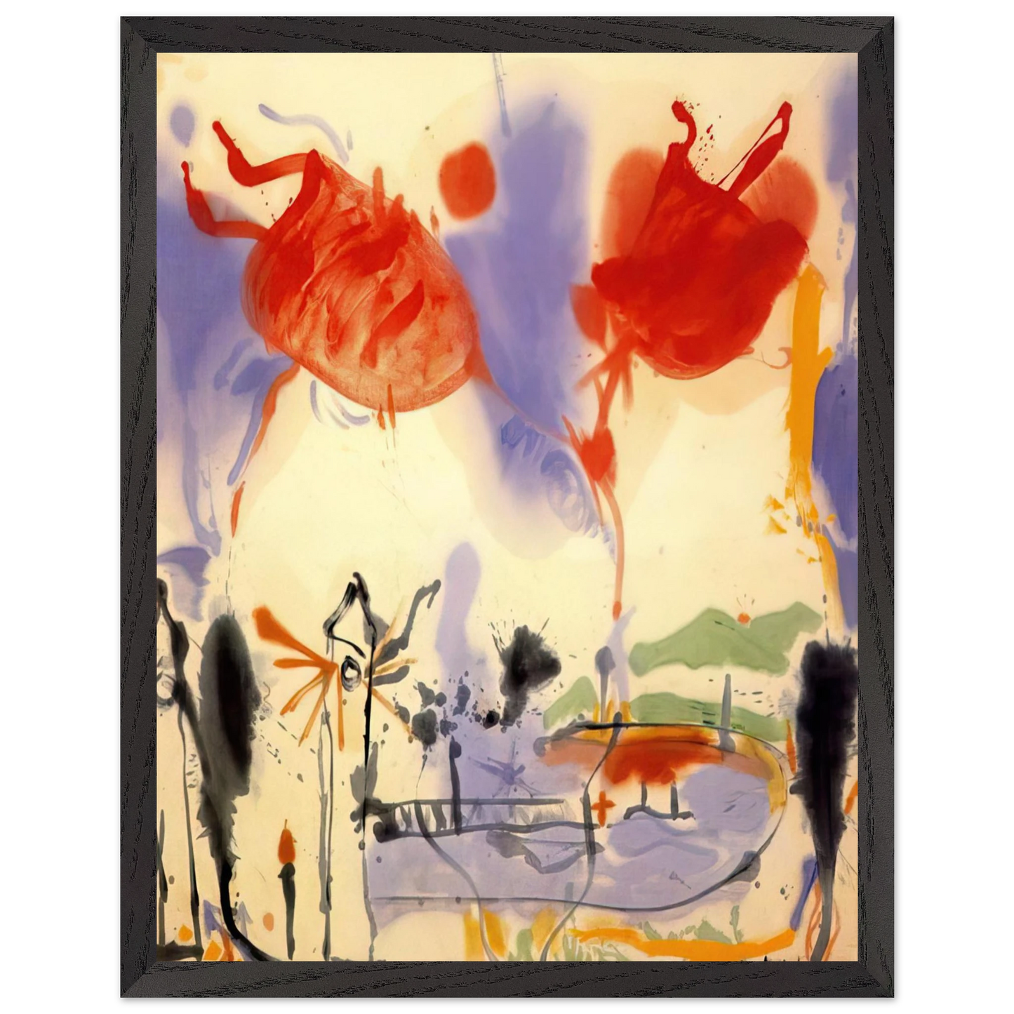 Helen Frankenthaler - Round Trip - 1957 Wall art - 50x70 cm / 20x28 inches - Premium Wooden Framed Poster With Fine Art Paper - White frame
