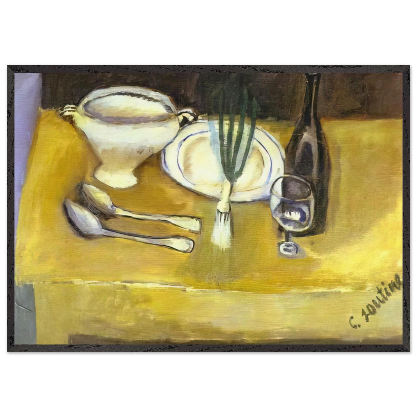 STILL LIFE WITH SOUP TUREEN - Chaim Soutine Framed Art Print – Black Wooden Frame - Default Title - -Framed Art Print