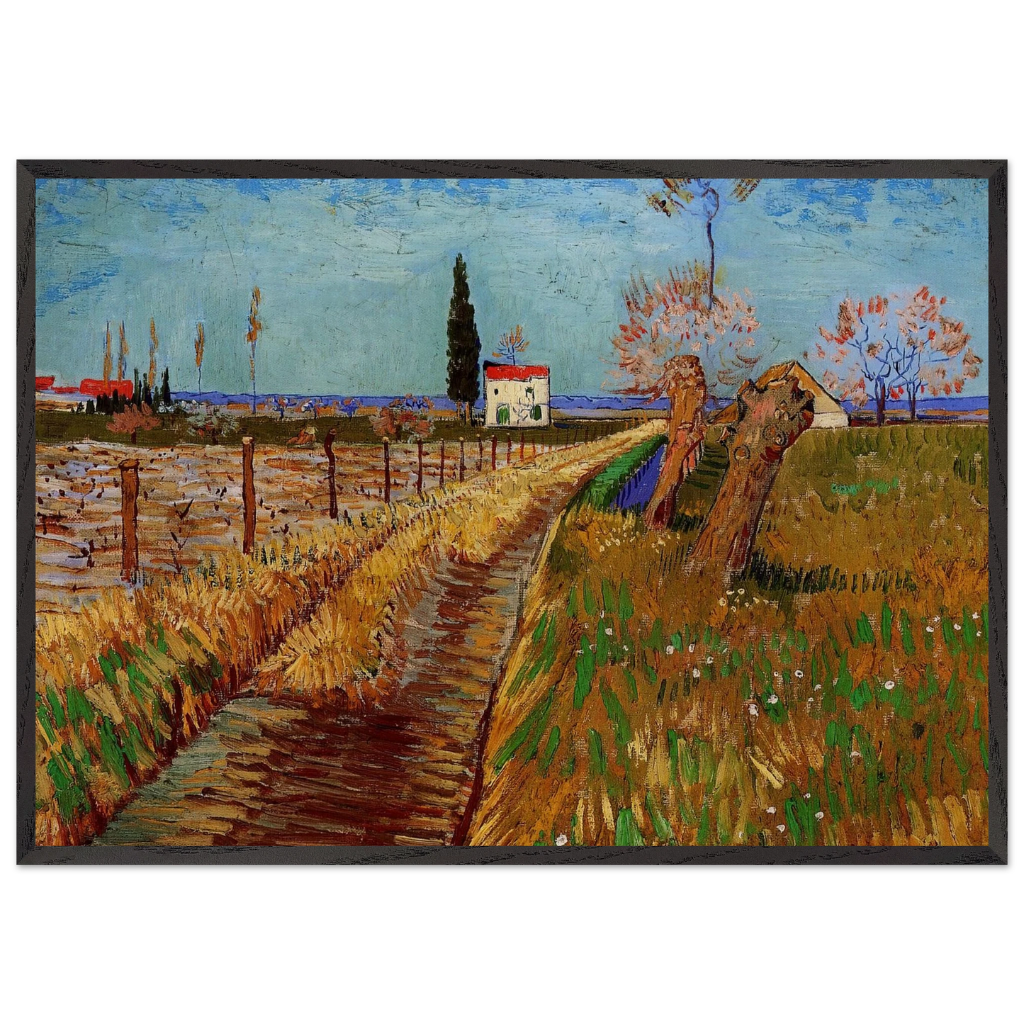 Path Through a Field with Willows - Vincent van Gogh Framed Art Print – Black Wooden Frame - Default Title - -Framed Art Print