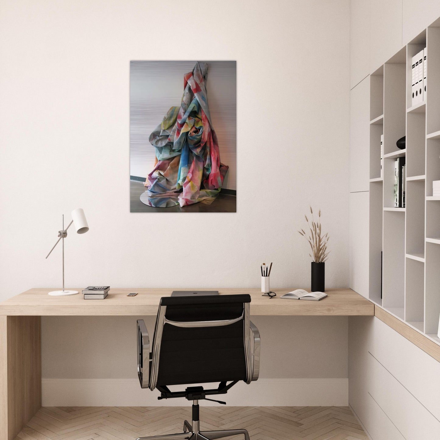 Wall Cascade with Mirror - Sam Gilliam Brushed Aluminum Print - 70x100 cm / 28x40 inches | Sam Gilliam Aluminum Print | Sam Gilliam Prints