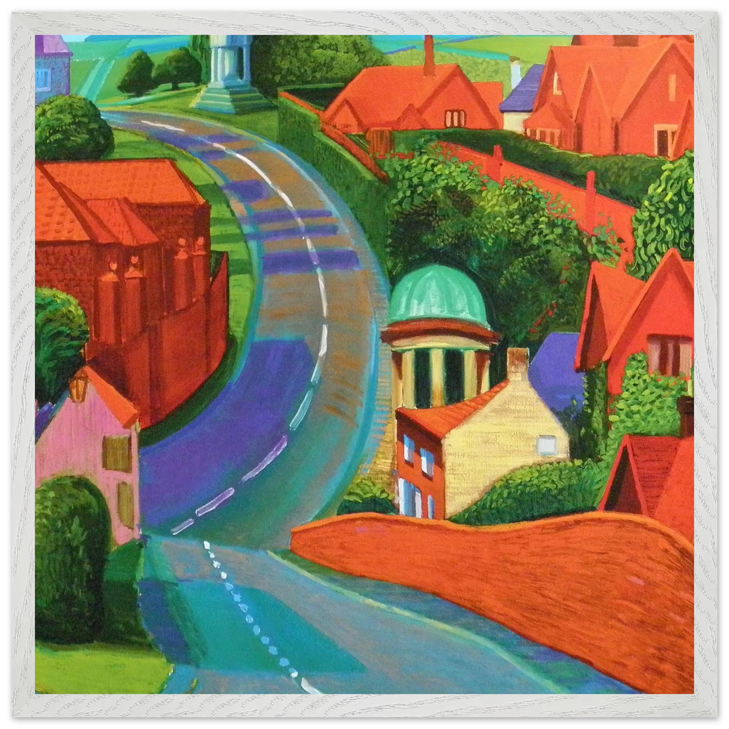 David Hockney - The Road to York Through Sledmere - A3 (29.7 x 42 cm) - Premium Wooden Framed Poster With Fine Art Paper-canvas - White frame