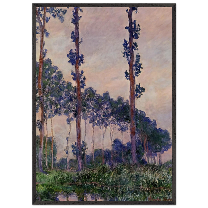 Three Trees in Grey Weather - claude monet 70x100 cm / 28x40 inches Framed Art Print – Black Wooden Frame