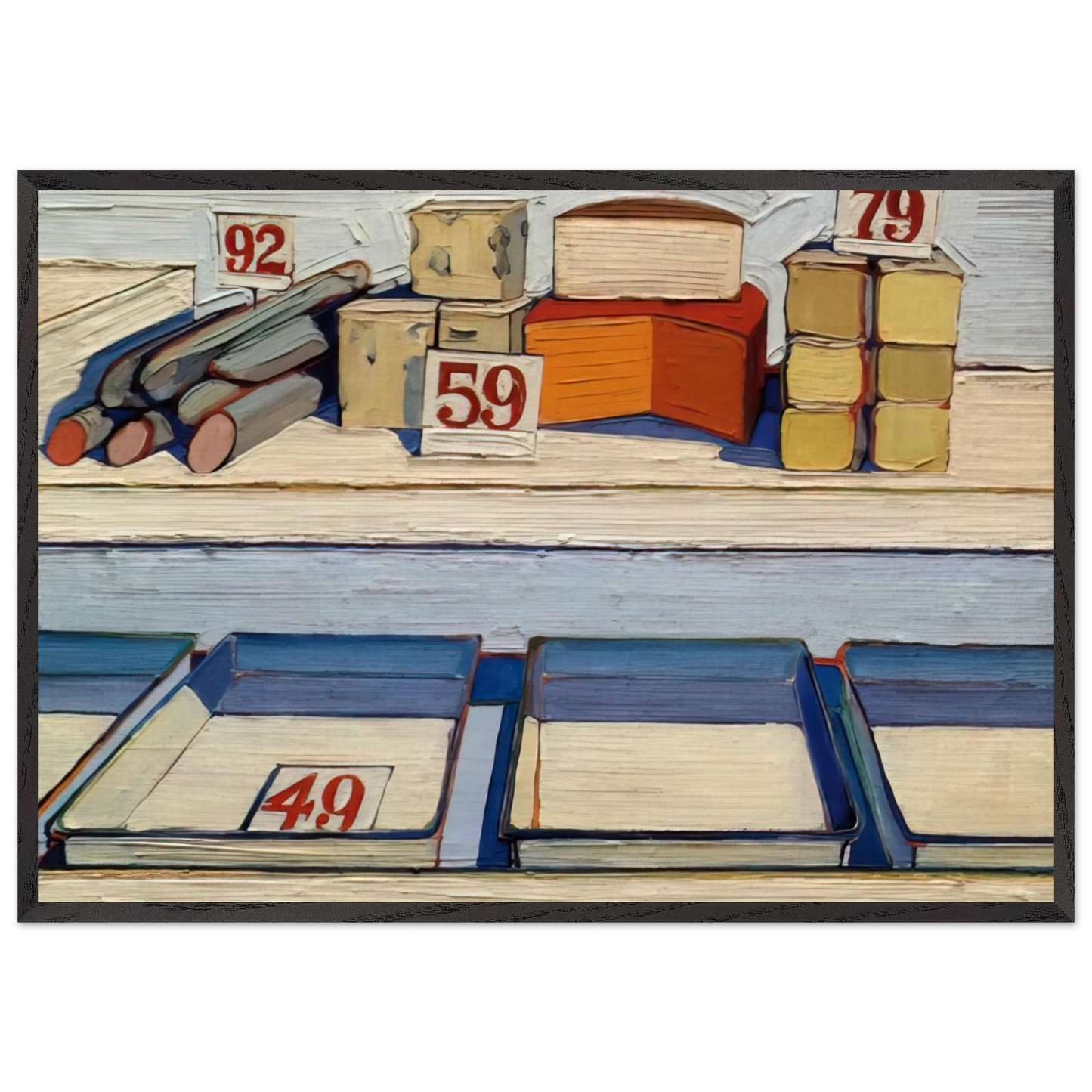 Delicatessen Counter - 1962 - Wayne Thiebaud 70x100 cm / 28x40 inches Framed Art Print – Black Wooden Frame