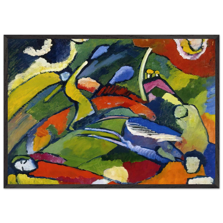 TWO RIDERS AND RECLINING FIGURE - Wassily Kandinsky 70x100 cm / 28x40 inches Framed Art Print – Black Wooden Frame