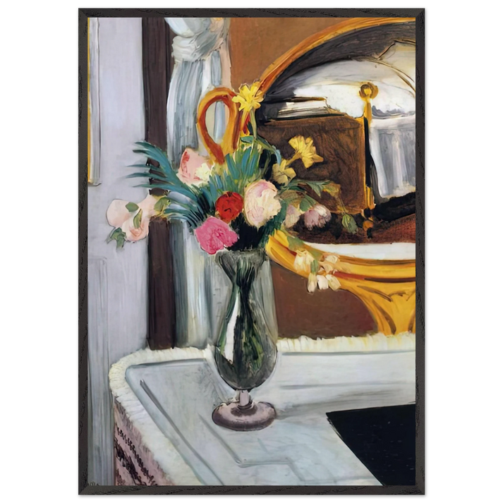 THE BED IN THE MIRROR - Henri Matisse 70x100 cm / 28x40 inches Framed Art Print – Black Wooden Frame