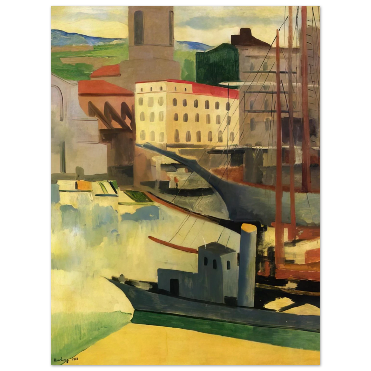 Moise Kisling - PORT AT SAINT TROPEZ 1918 Fine Art Poster - Default Title