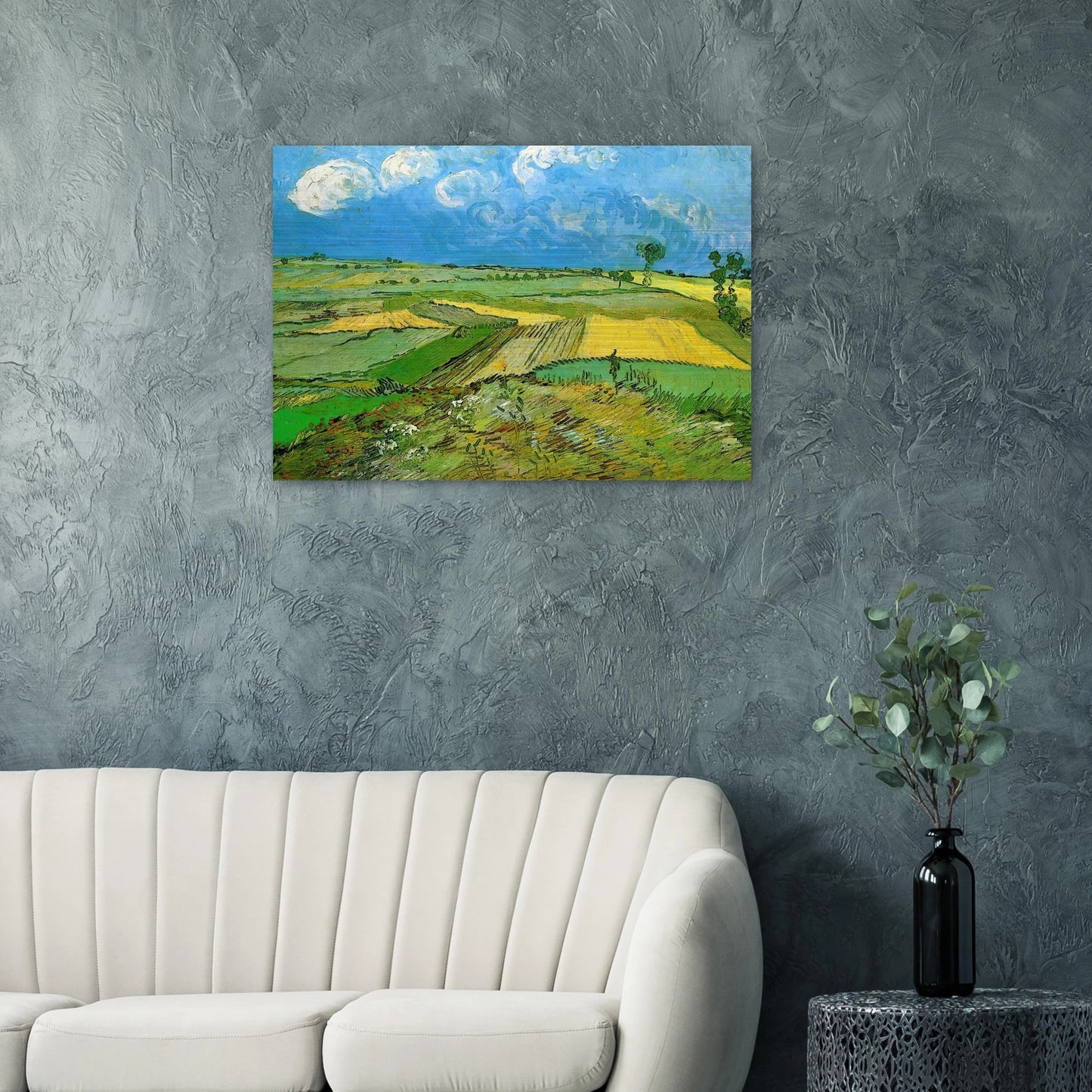 Wheat Fields at Auvers Under Clouded Sky - Vincent van Gogh Brushed Aluminum Print - 70x100 cm / 28x40 inches | Vincent van Gogh Aluminum Print | Vincent van Gogh Prints