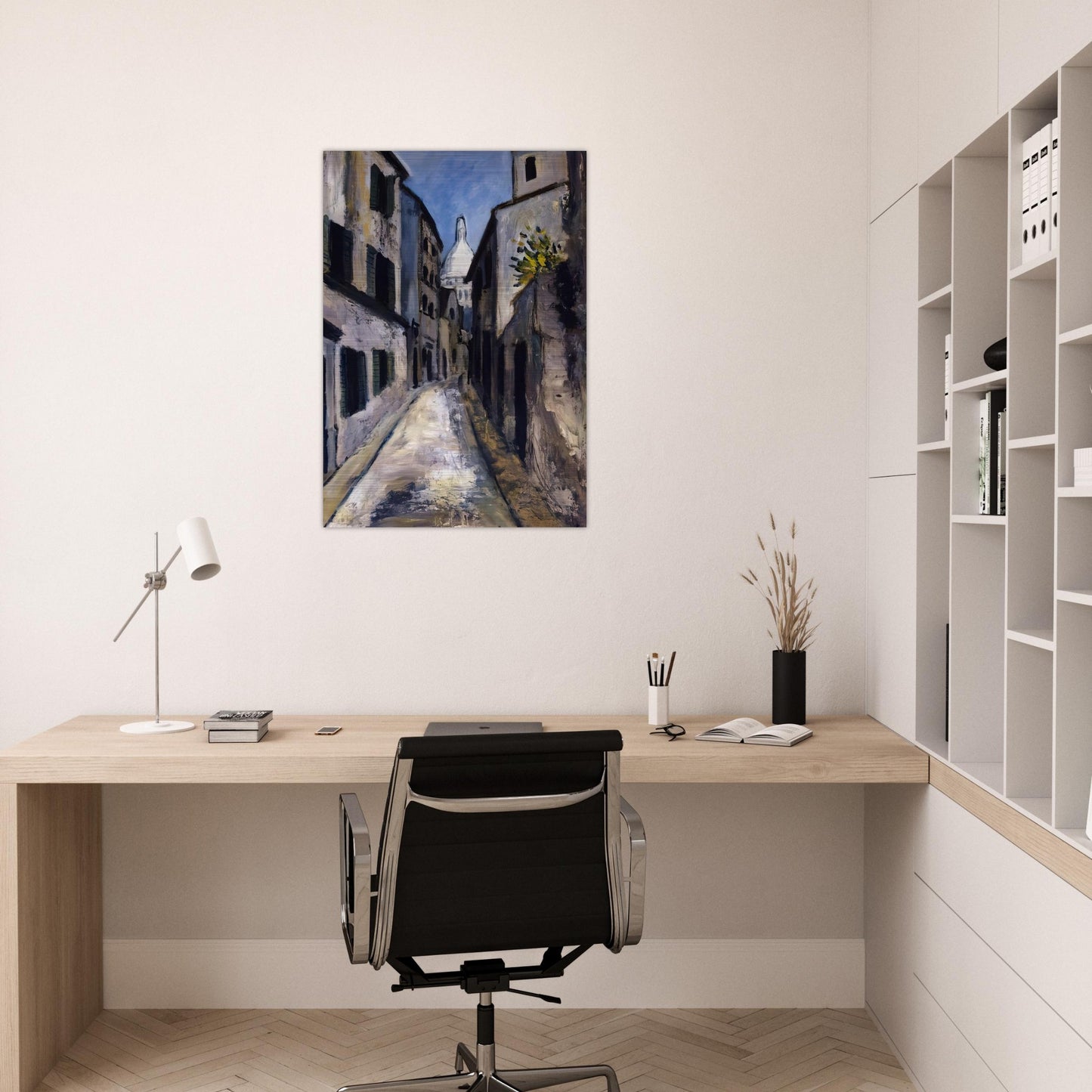 SAINT RUSTIQUE STREET - Maurice Utrillo Brushed Aluminum Print - 70x100 cm / 28x40 inches | Maurice Utrillo Aluminum Print | Maurice Utrillo Prints