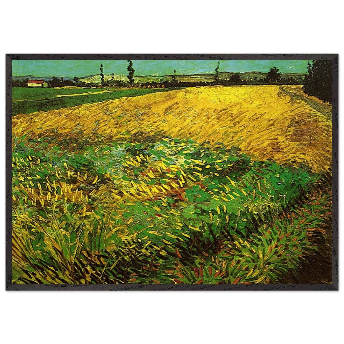Wheat Field with the Alpilles Foothills in the Background - Vincent van Gogh Framed Art Print – Black Wooden Frame - Default Title - -Framed Art Print