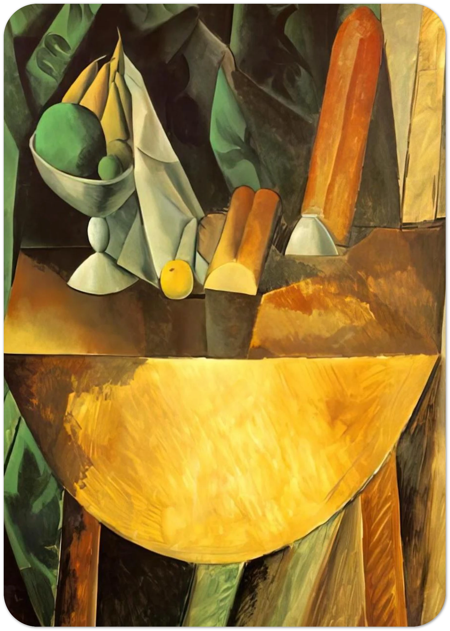 Bread and dish with fruits on the table By Pablo Picasso Pack of 10 Post Cards | Pablo Picasso Post Cards | A6 (10.5 x 14.8 cm) - 4.1 x 5.8 inches