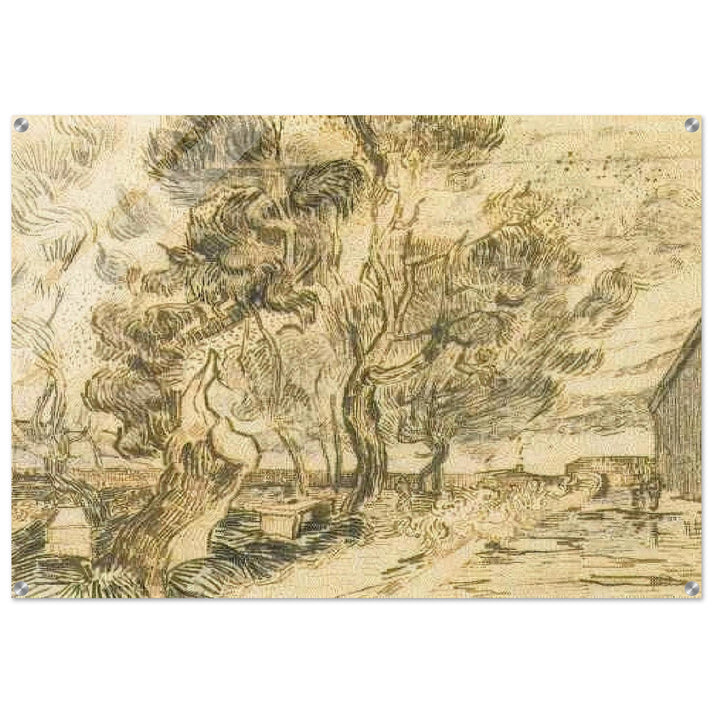 A Corner of the Asylum and the Garden with a Heavy, sawn-off Tree - Vincent van Gogh Acrylic Print - 70x100 cm / 28x40″ inches | Vincent van Gogh Wall Art | Vincent van Gogh Prints