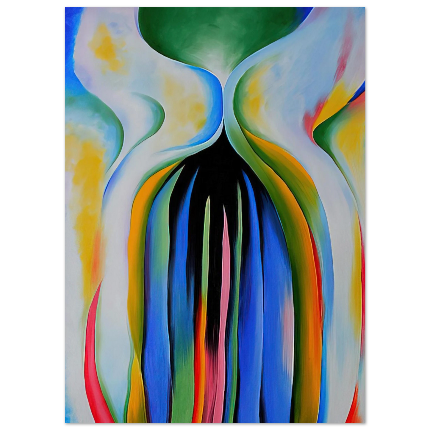 Georgia O'Keeffe - Gray line with black, blue, and yellow Fine Art Poster - 40x60 cm / 16x24 inches