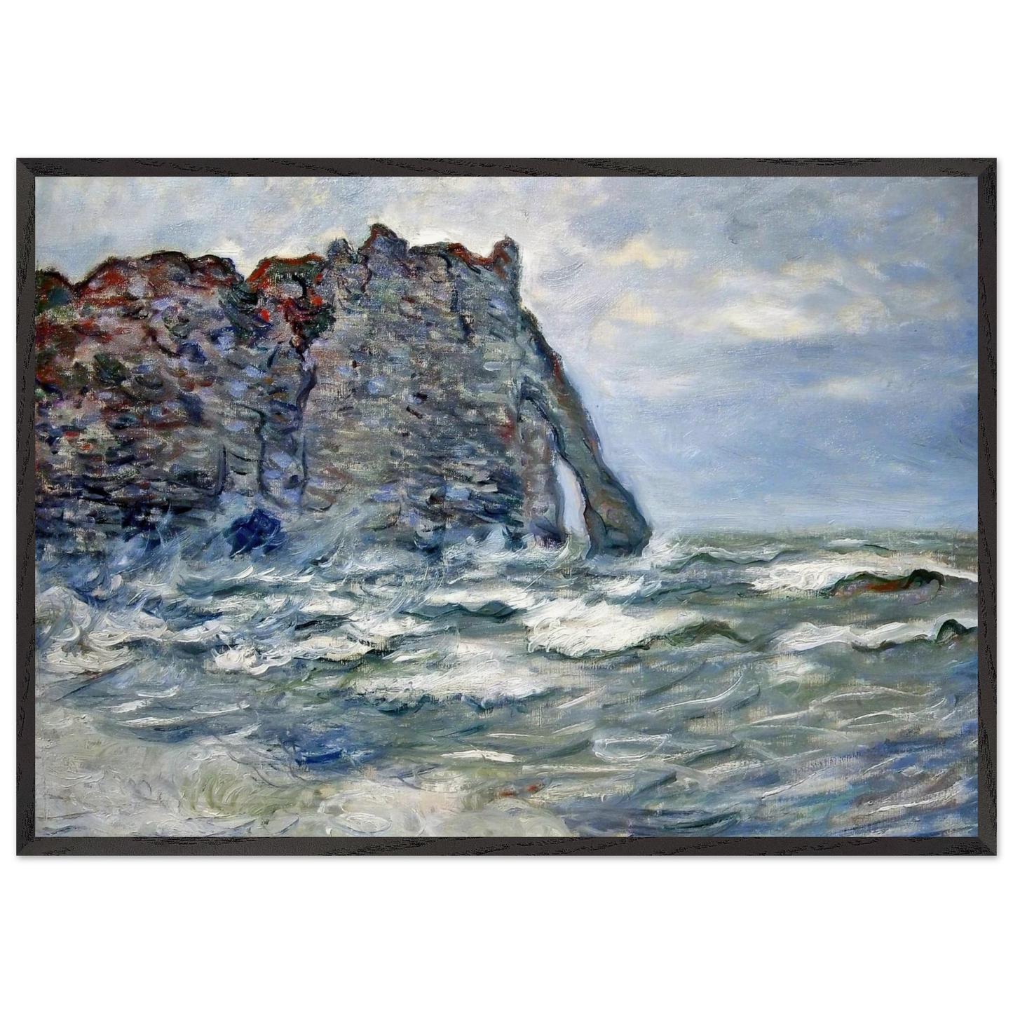 Port dAval Rough Sea - claude monet Framed Art Print – Black Wooden Frame - Default Title - -Framed Art Print