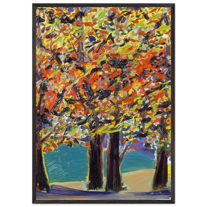 Autumn View West Hurley NY - 1984 - Ronnie Landfield 70x100 cm / 28x40 inches Framed Art Print – Black Wooden Frame