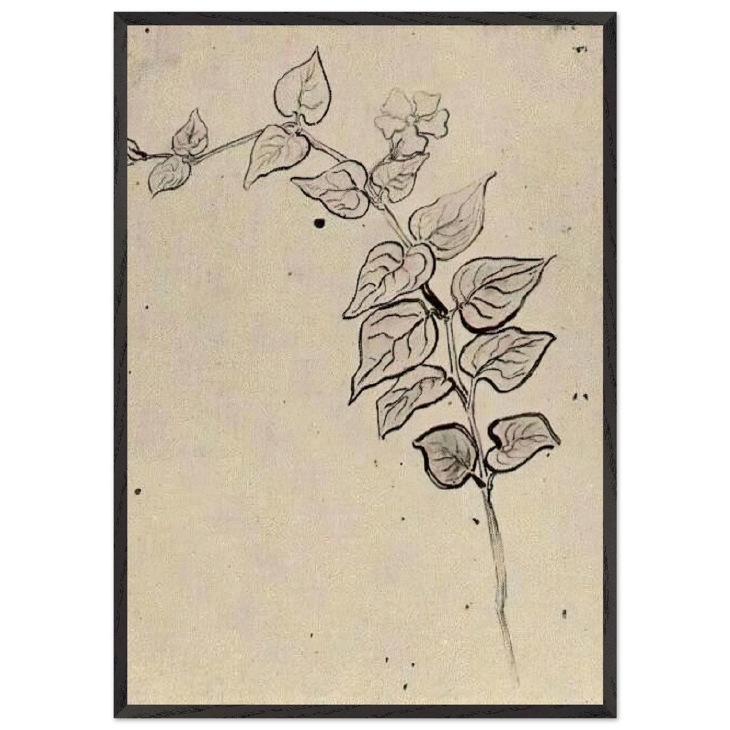 Branch with Leaves - Vincent van Gogh Framed Art Print – Black Wooden Frame - Default Title - -Framed Art Print