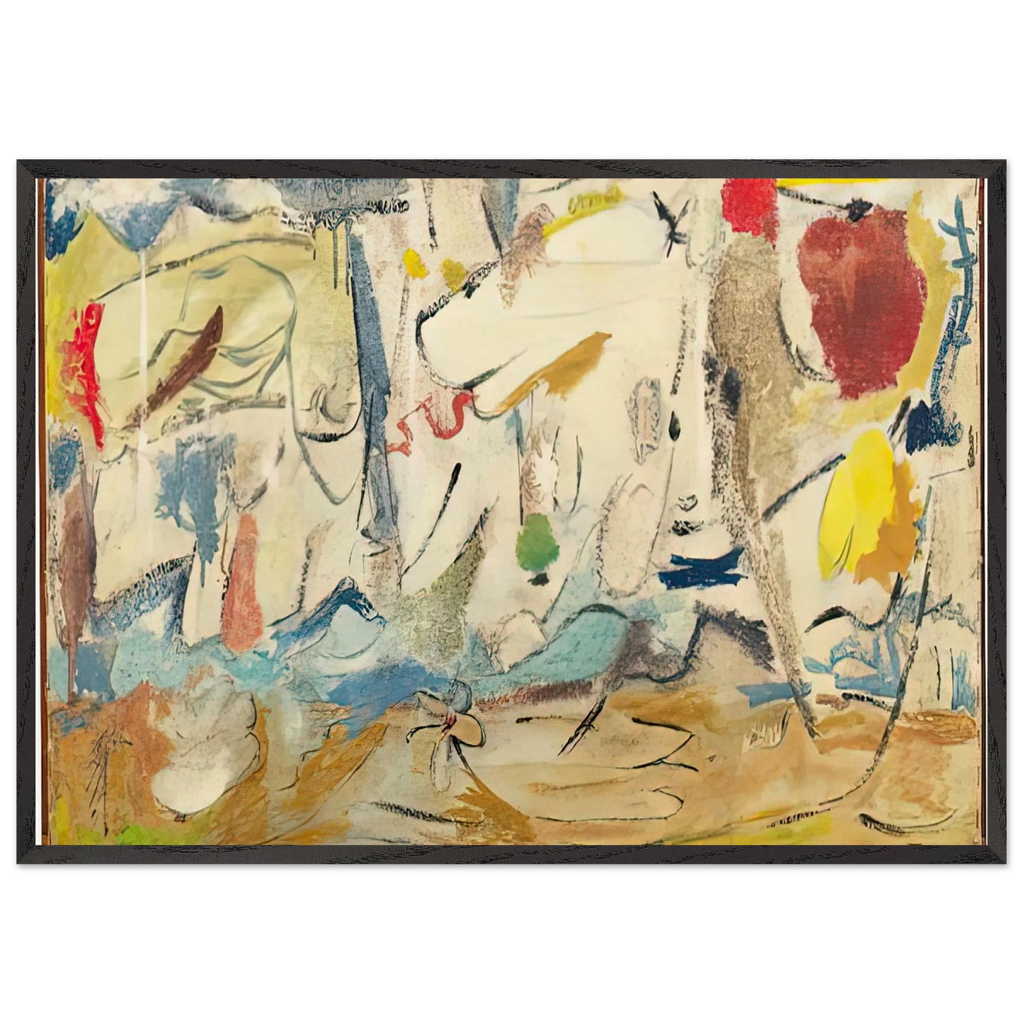 Cloudscape 1951- - Helen Frankenthaler 70x100 cm / 28x40 inches Framed Art Print – Black Wooden Frame