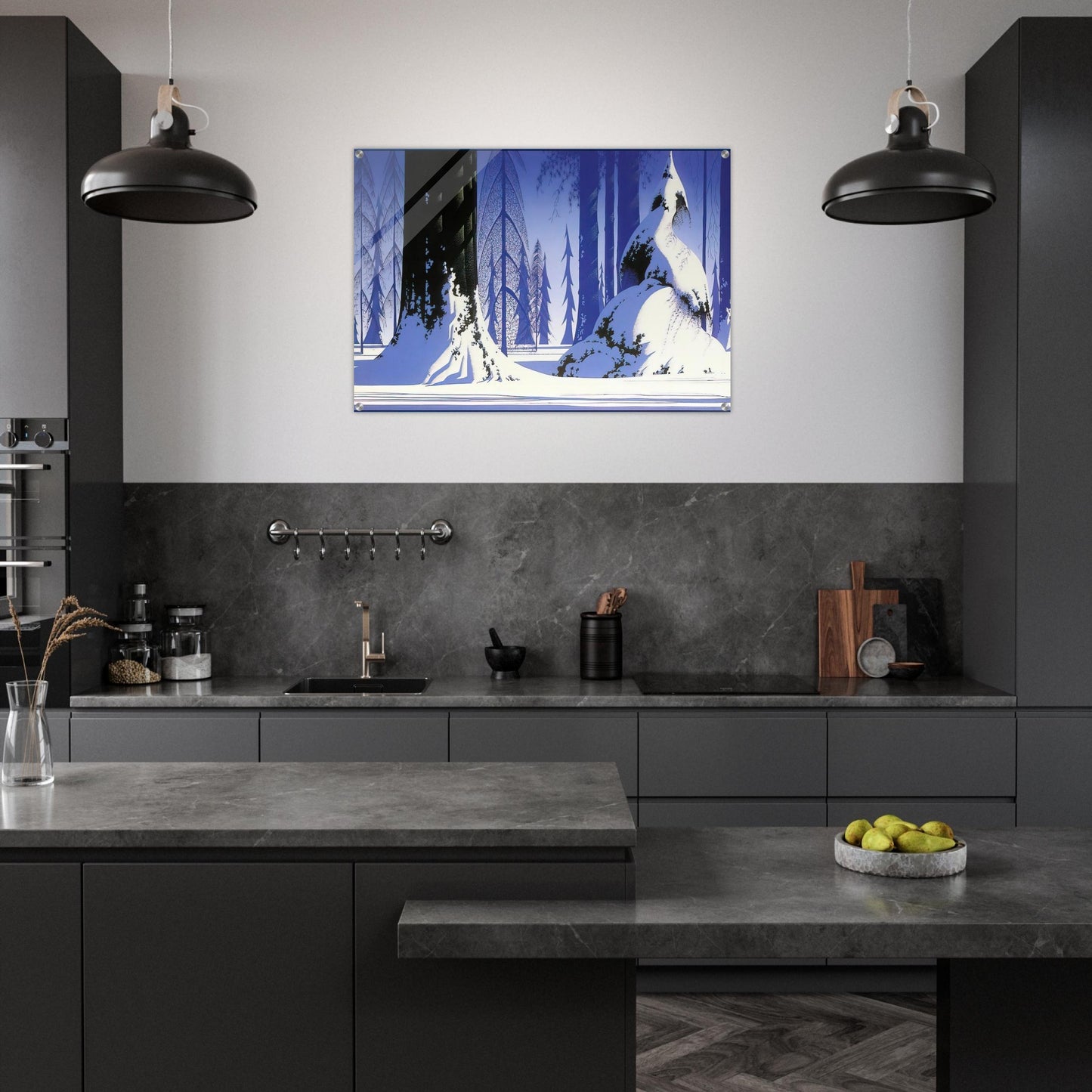 Winter - Eyvind Earle Acrylic Print - 70x100 cm / 28x40″ inches