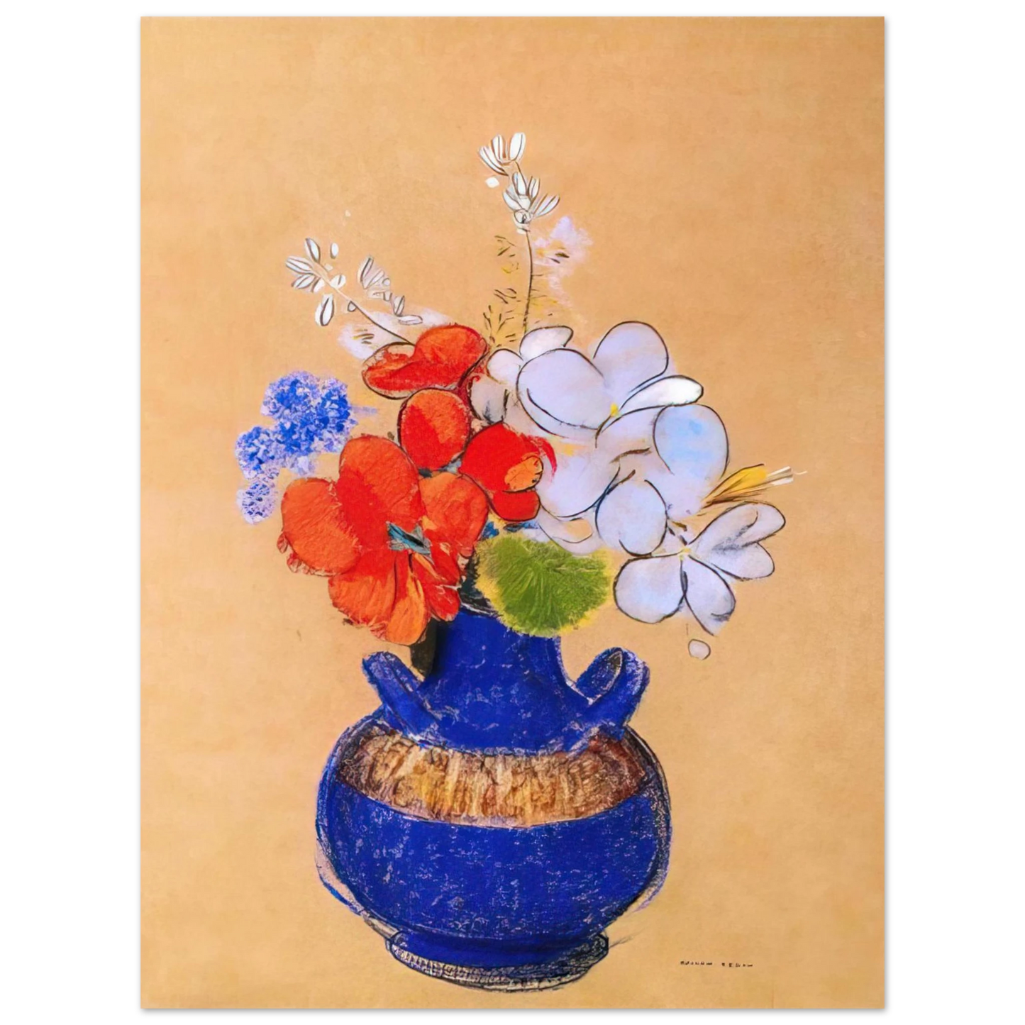 Odilon Redon - FLOWERS IN A BLUE VASE 1 Fine Art Poster - Default Title