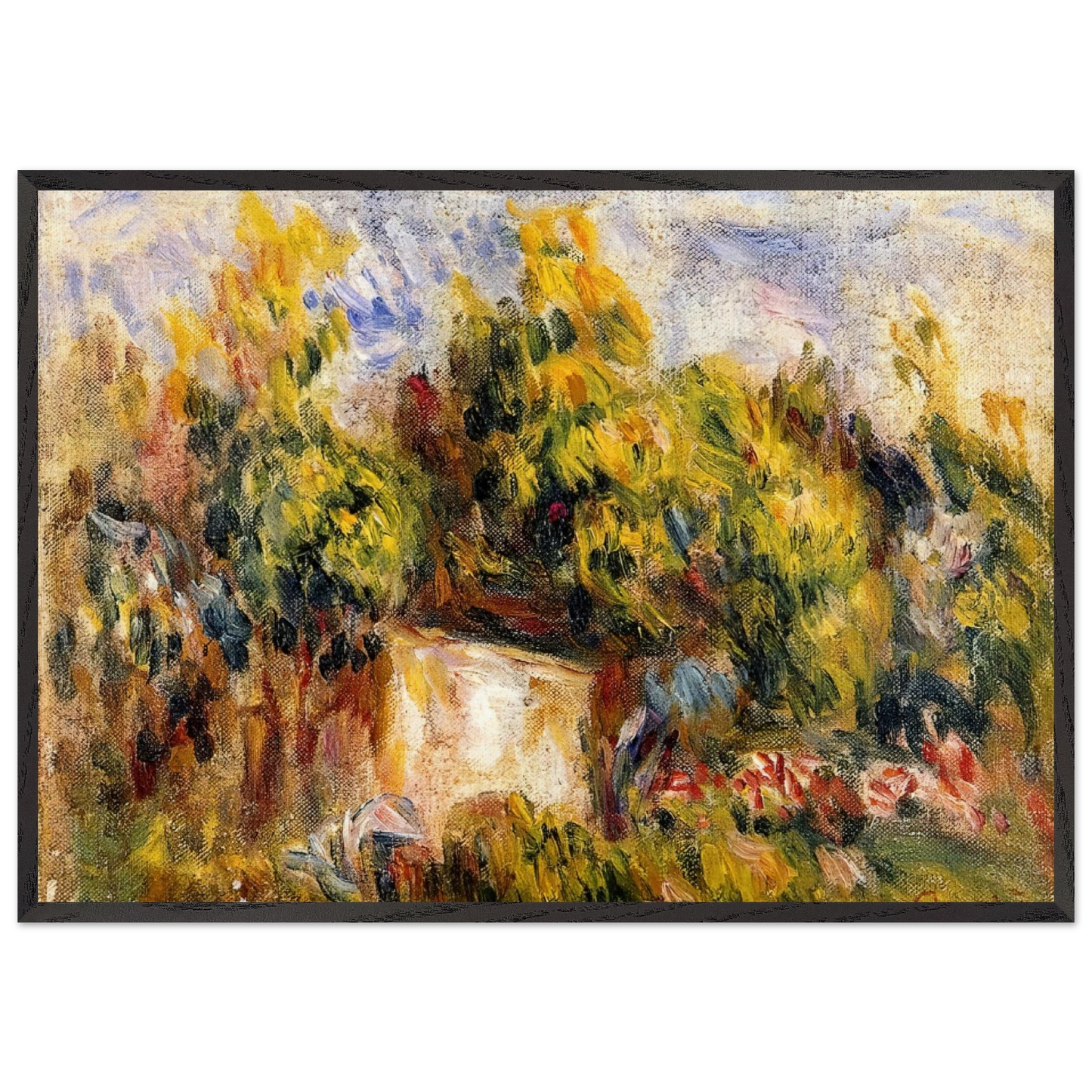 Landscape with Cabin - Pierre-Auguste Renoir 70x100 cm / 28x40 inches Framed Art Print – Black Wooden Frame