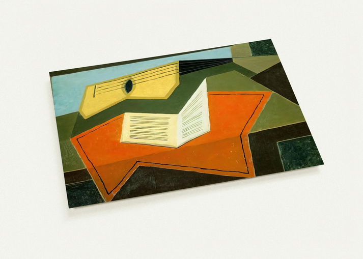 GUITAR AND MUSIC PAPER 1927 By Juan Gris Pack of 10 Post Cards | Juan Gris Post Cards | A6 (10.5 x 14.8 cm) - 4.1 x 5.8 inches