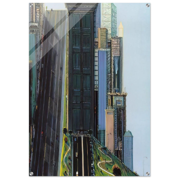 Hill Street Day City - 1981 - Wayne Thiebaud Acrylic Print - 70x100 cm / 28x40″ inches | Wayne Thiebaud Wall Art | Wayne Thiebaud Prints