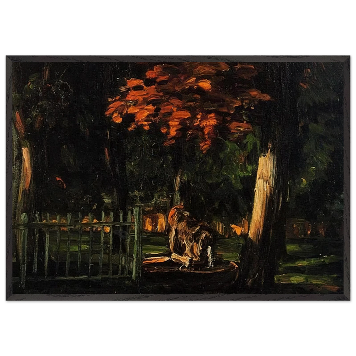 The Lion and the Basin at Jas de Bouffan - Paul Cezanne 70x100 cm / 28x40 inches Framed Art Print – Black Wooden Frame