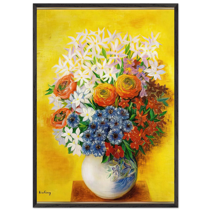BOUQUET OF VARIOUS FLOWERS - Moise Kisling 70x100 cm / 28x40 inches Framed Art Print – Black Wooden Frame