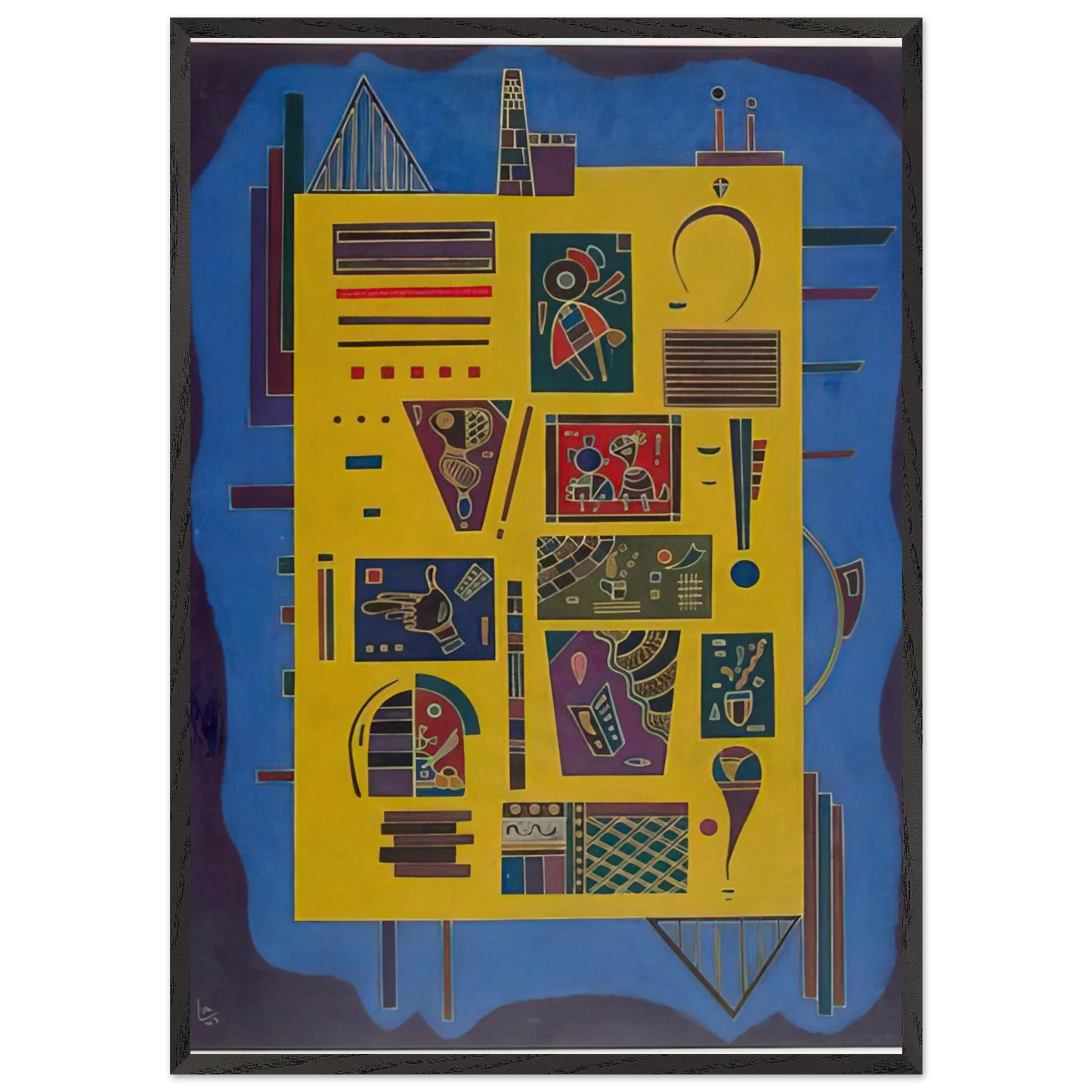 Wall artCONGLOMERAT 1943 - Wassily Kandinsky 70x100 cm / 28x40 inches Framed Art Print – Black Wooden Frame