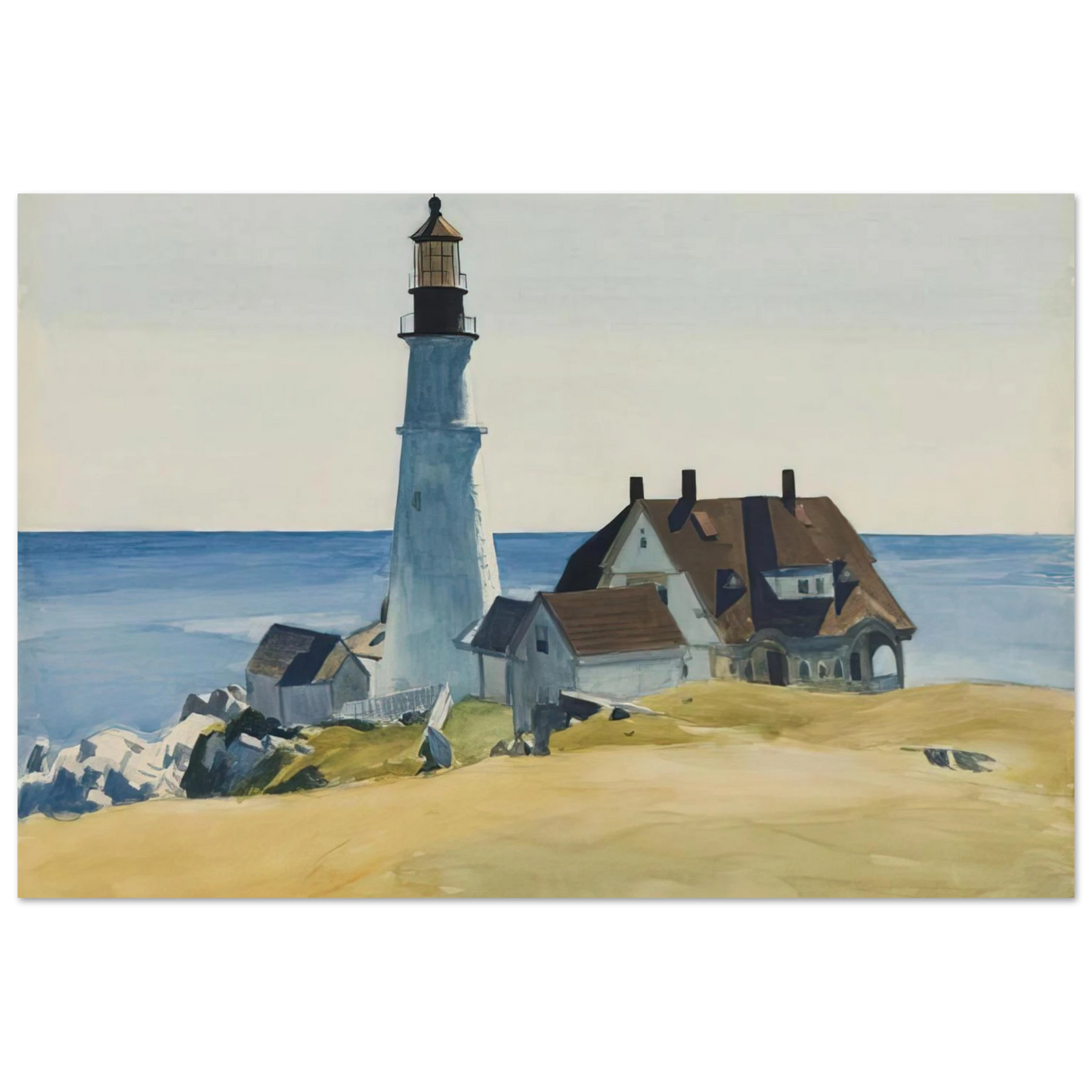 Edward Hopper - Lighthouse and Buildings, Portland Head, Cape Elizabeth, Maine Fine Art Poster - 75x100 cm / 30x40 inches