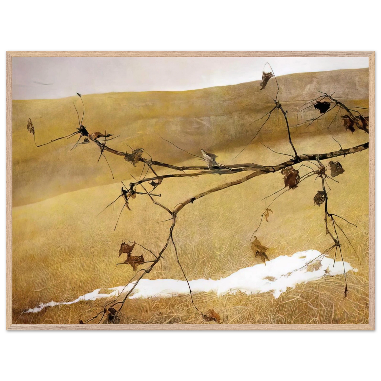 Andrew Wyeth - LONG LIMB Wall Art - 21x29.7 cm / 8x12" - Premium Wooden Framed Poster With Fine Art Paper - Black frame