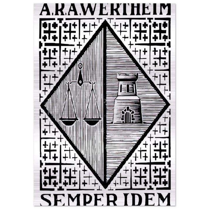 BOOKPLATE A R A WERTHEIM - MC Escher Brushed Aluminum Print - 70x100 cm / 28x40 inches | MC Escher Aluminum Print | MC Escher Prints