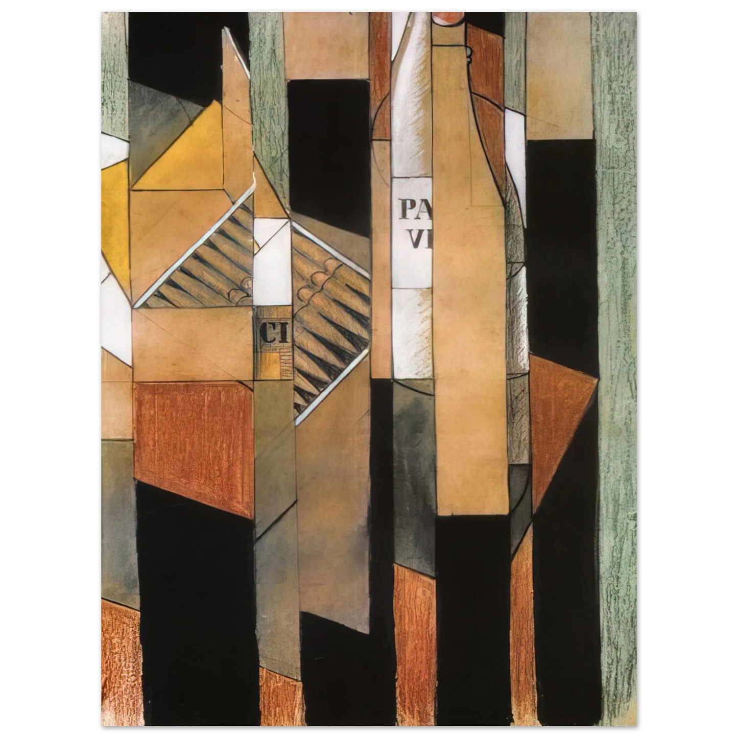 Juan Gris - STILL LIFE WITH BOTTLE AND CIGARS 1912 Fine Art Poster - Default Title