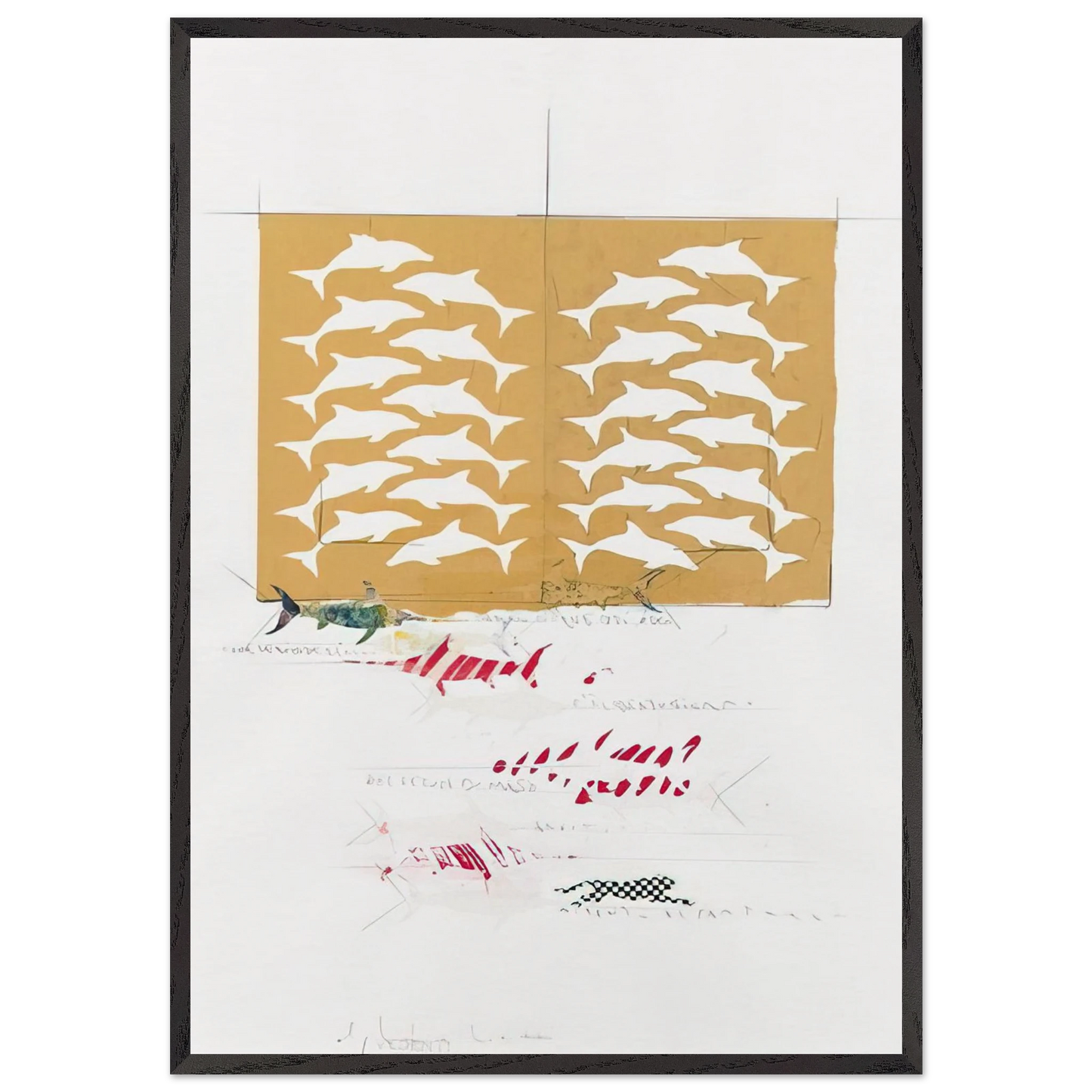 FANNO CINQUE 1988 - Alighiero Boetti Framed Art Print – Black Wooden Frame - Default Title - -Framed Art Print