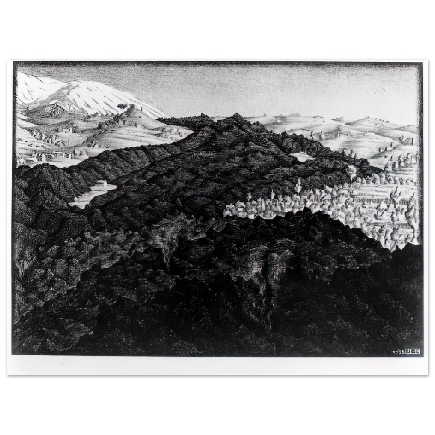 MC Escher - LAVA FLOW FROM ETNA Wall Art - 21x29.7 cm / 8x12" - Fine Art Poster - -
