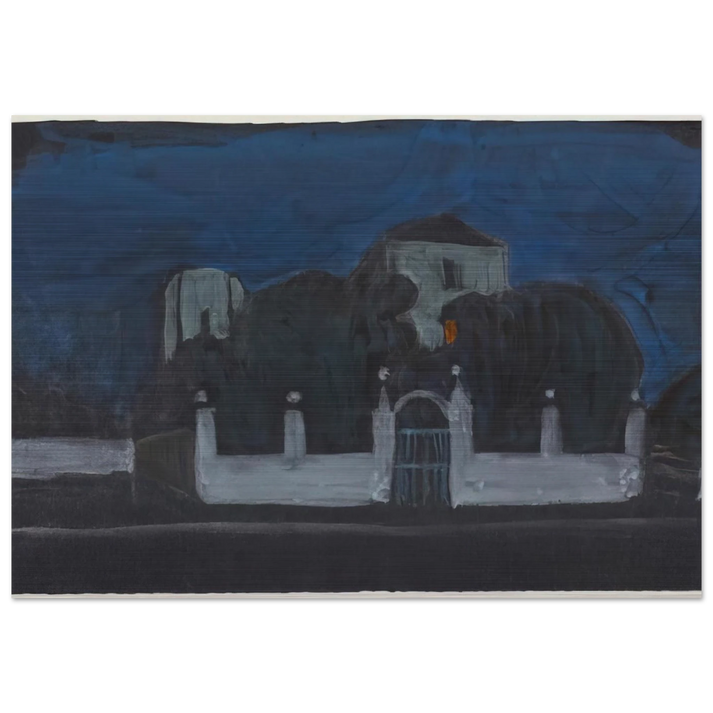NIGHT GARDEN WITH BUILDINGS - Gabriele Munter Brushed Aluminum Print - 70x100 cm / 28x40 inches | Gabriele Munter Aluminum Print | Gabriele Munter Prints