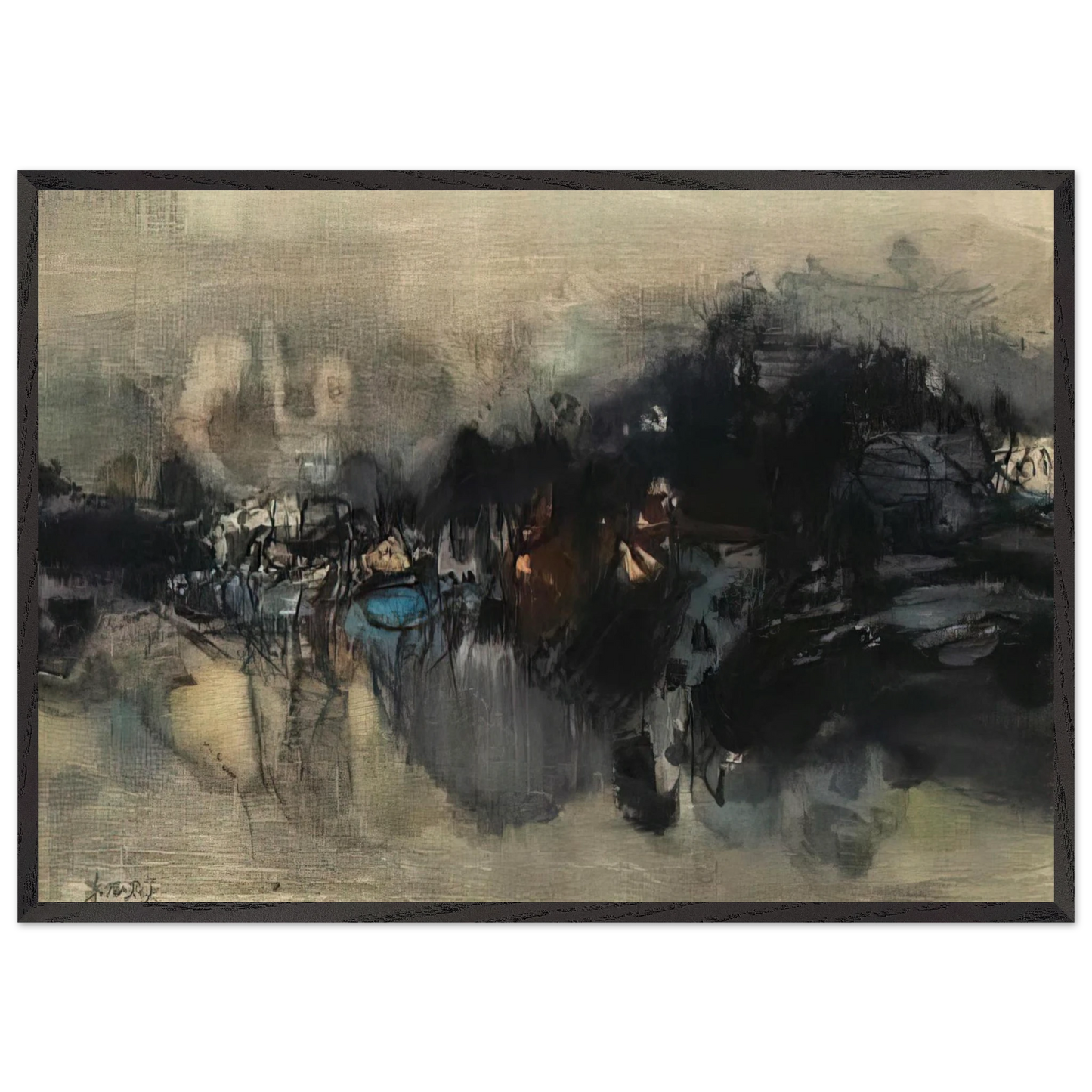 UNTITLED 1964 N4 - Chu teh Chun 70x100 cm / 28x40 inches Framed Art Print – Black Wooden Frame