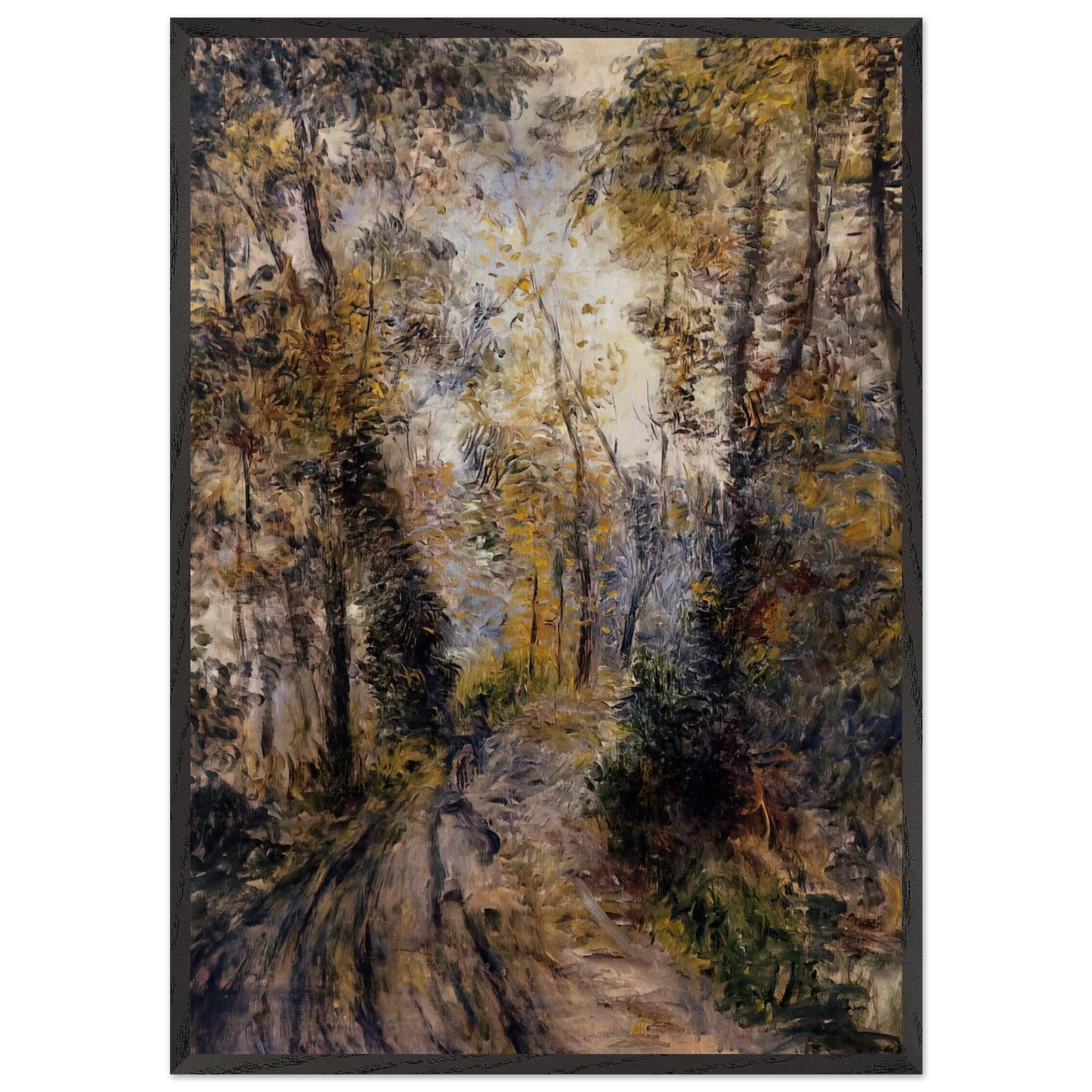 The Path through the Forest - Pierre-Auguste Renoir 70x100 cm / 28x40 inches Framed Art Print – Black Wooden Frame
