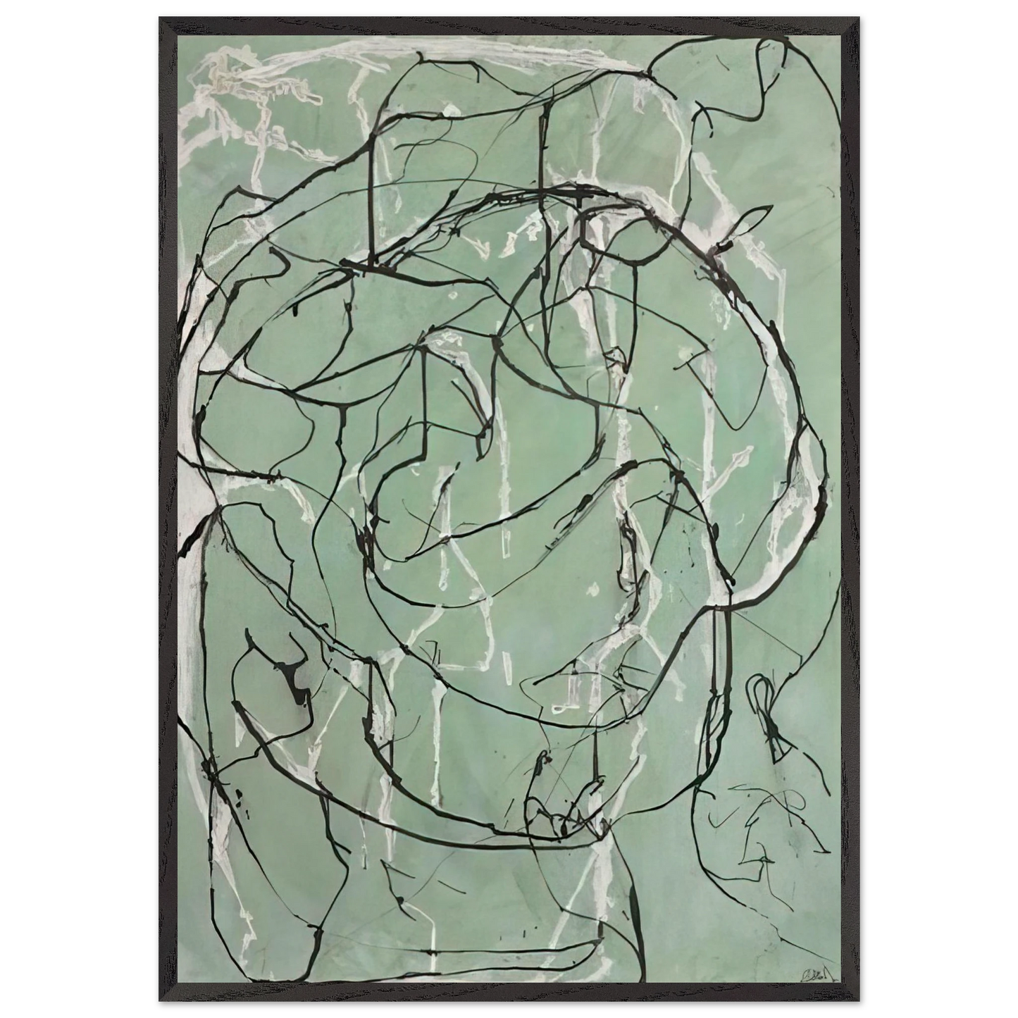 Post Calligraphic Drawing - 1998 - Brice Marden 70x100 cm / 28x40 inches Framed Art Print – Black Wooden Frame