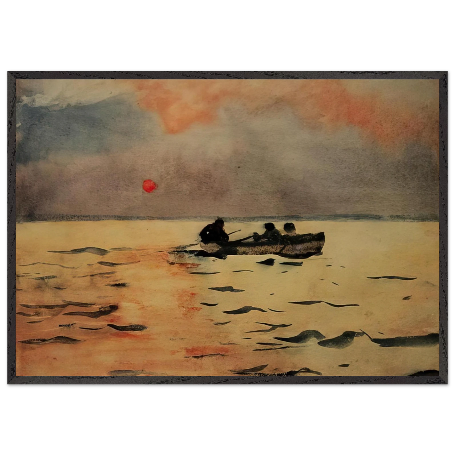 ROWING HOME - Winslow Homer Framed Art Print – Black Wooden Frame - Default Title - -Framed Art Print