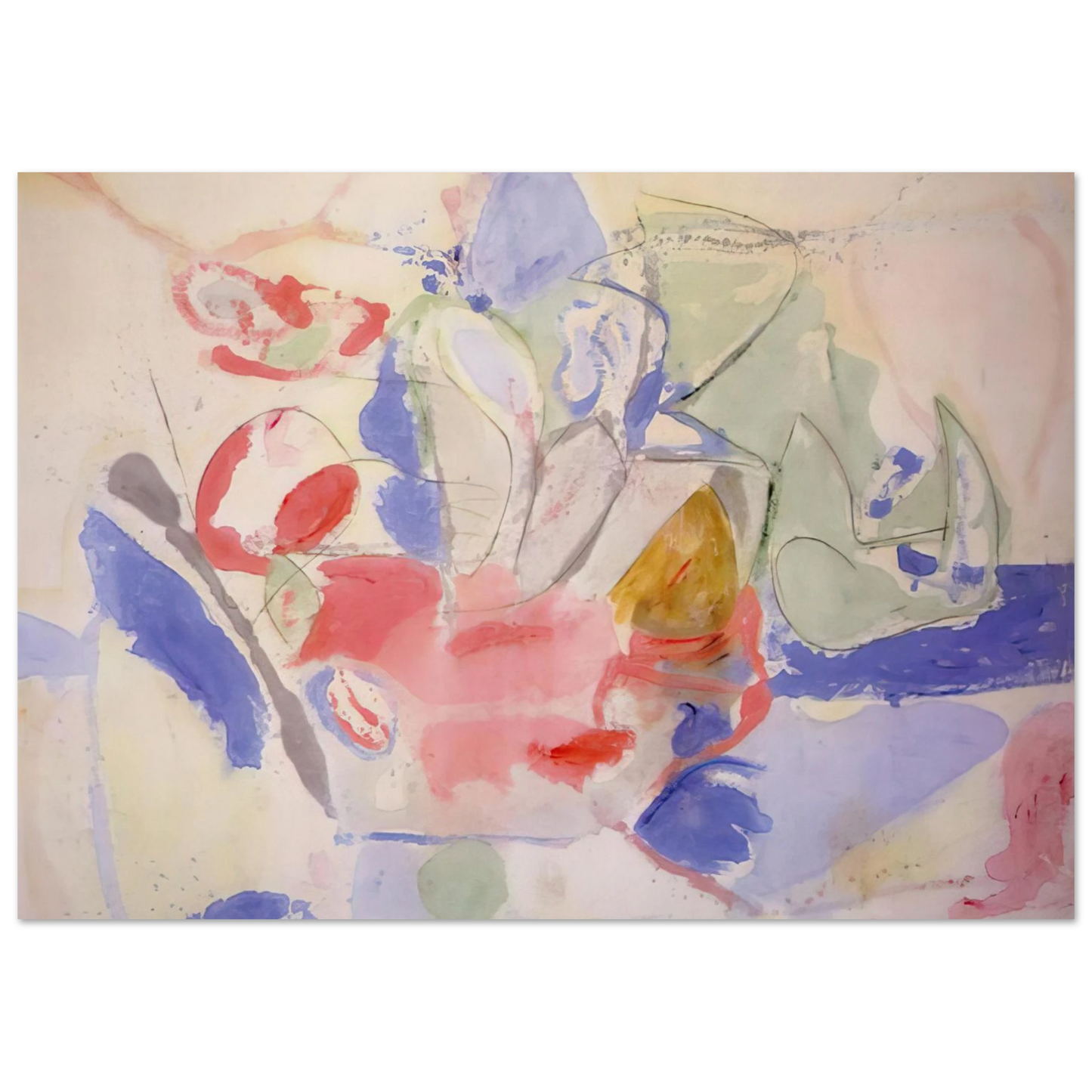 Helen Frankenthaler - Mountains and Sea - 1952 Wall art - 60x80 cm / 24x32 Inches - Premium Wooden Framed Poster With Fine Art Paper - Wood frame