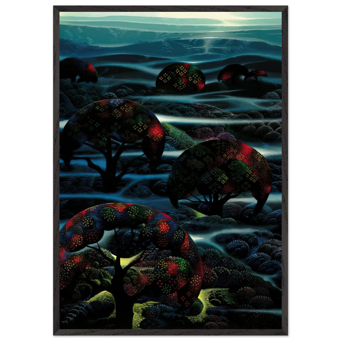 Garden of Dreams - Eyvind Earle 70x100 cm / 28x40 inches Framed Art Print – Black Wooden Frame