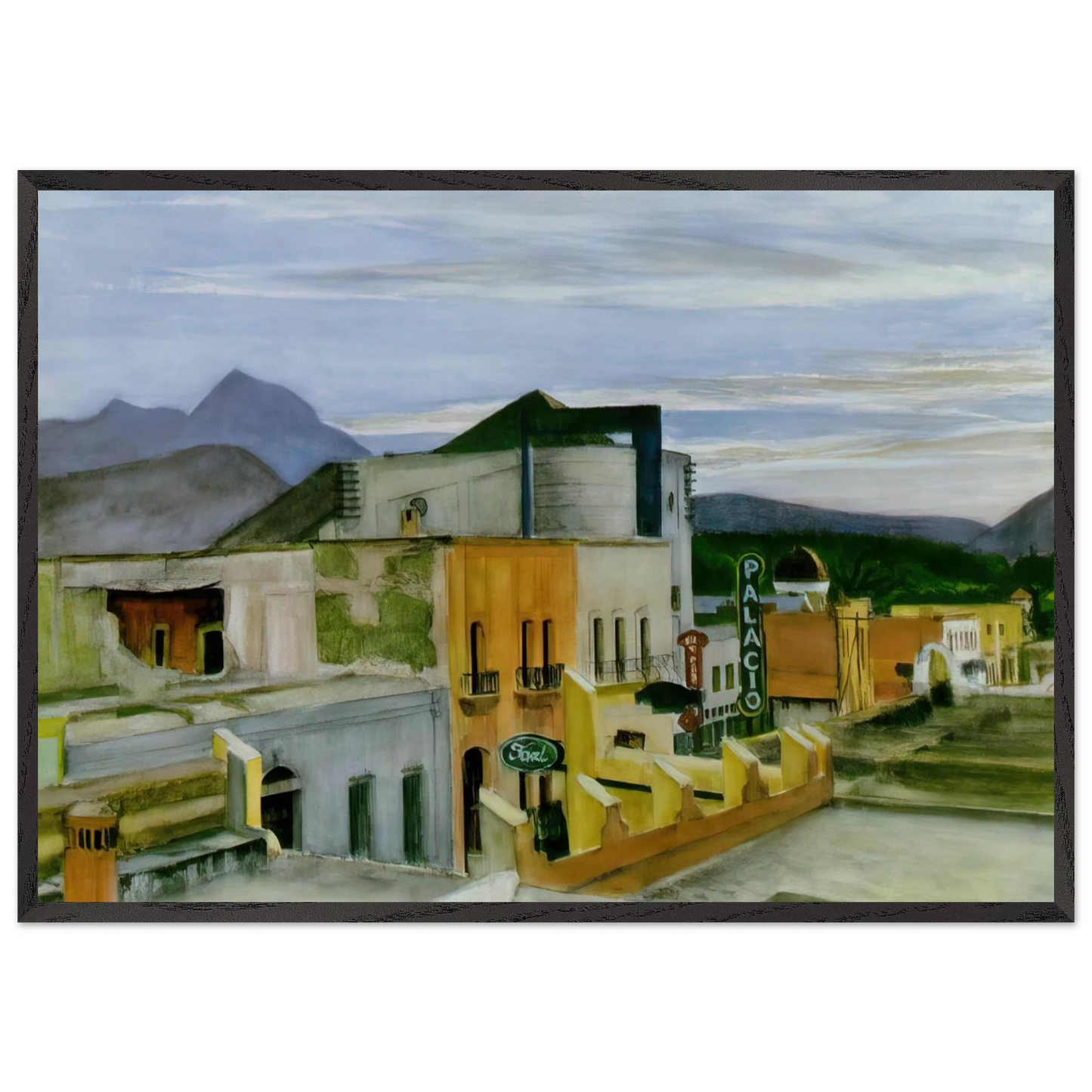 El Palacio - Edward Hopper 70x100 cm / 28x40 inches Framed Art Print – Black Wooden Frame