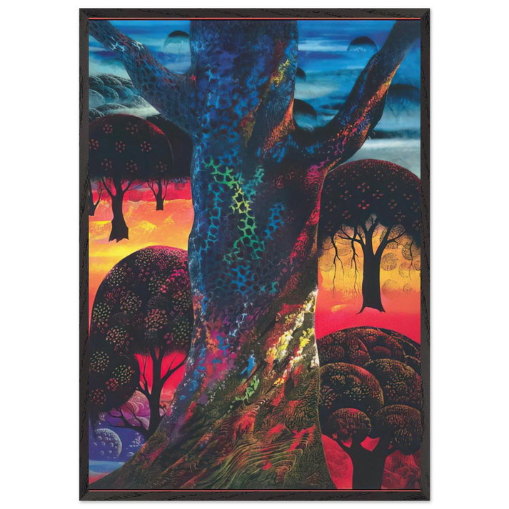 Fire Magic - Eyvind Earle 70x100 cm / 28x40 inches Framed Art Print – Black Wooden Frame