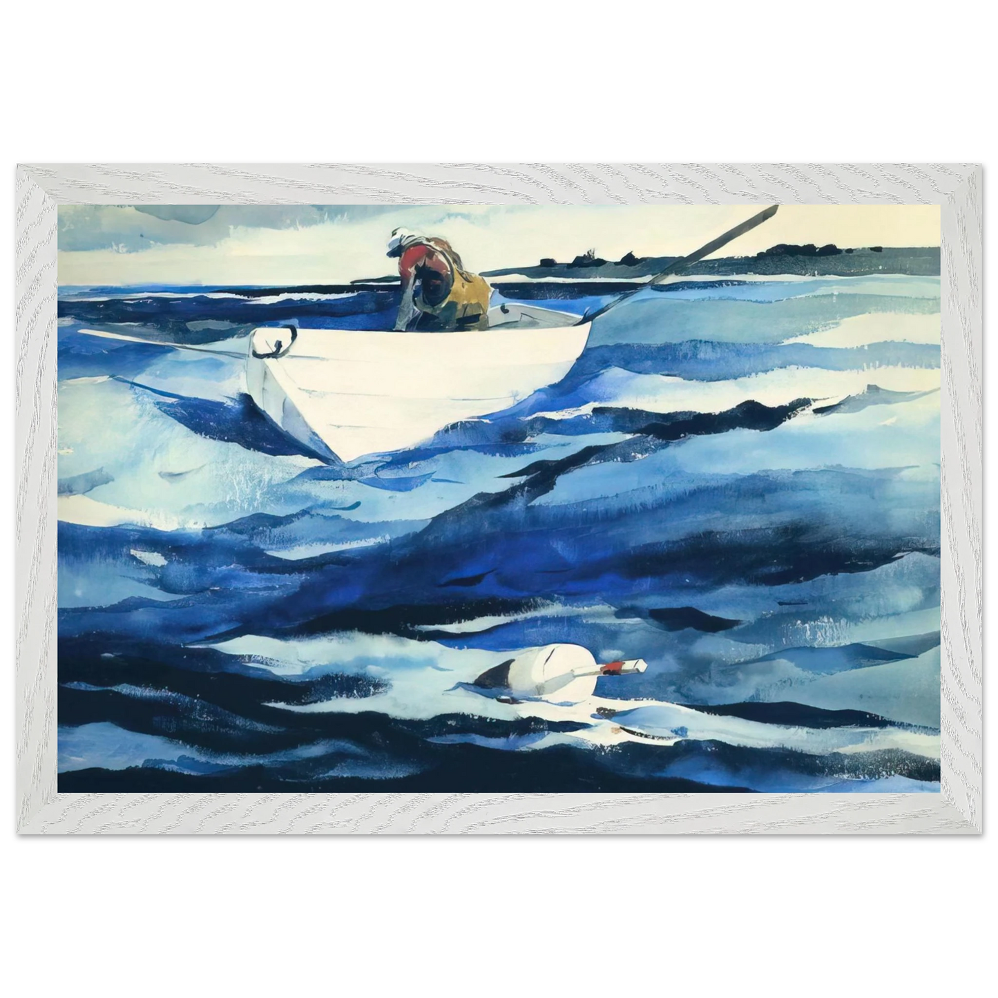 Andrew Wyeth - THE LOBSTERMAN Wall Art - 21x29.7 cm / 8x12" - Premium Wooden Framed Poster With Fine Art Paper - Black frame