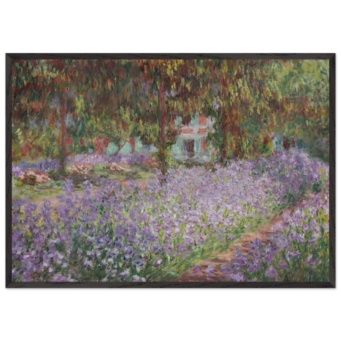 Irises in Monets Garden - claude monet Framed Art Print – Black Wooden Frame - Default Title - -Framed Art Print