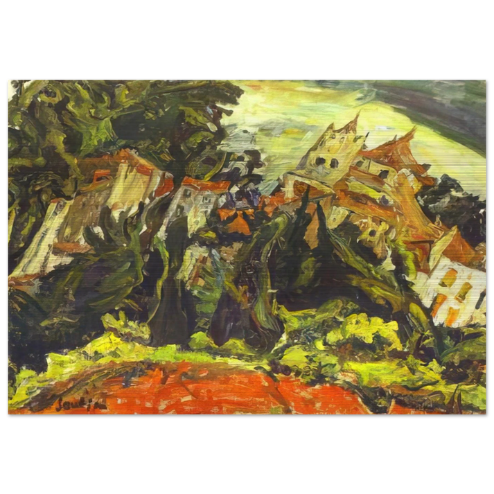 HOUSES AT CERET - Chaim Soutine Brushed Aluminum Print - 70x100 cm / 28x40 inches | Chaim Soutine Aluminum Print | Chaim Soutine Prints