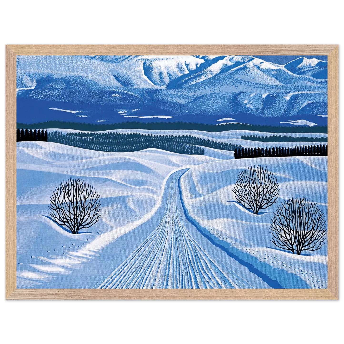 Hiroshi Nagai - Winter Roads Wall Art - 30x40 cm / 12x16 inches - Fine Art Poster - -